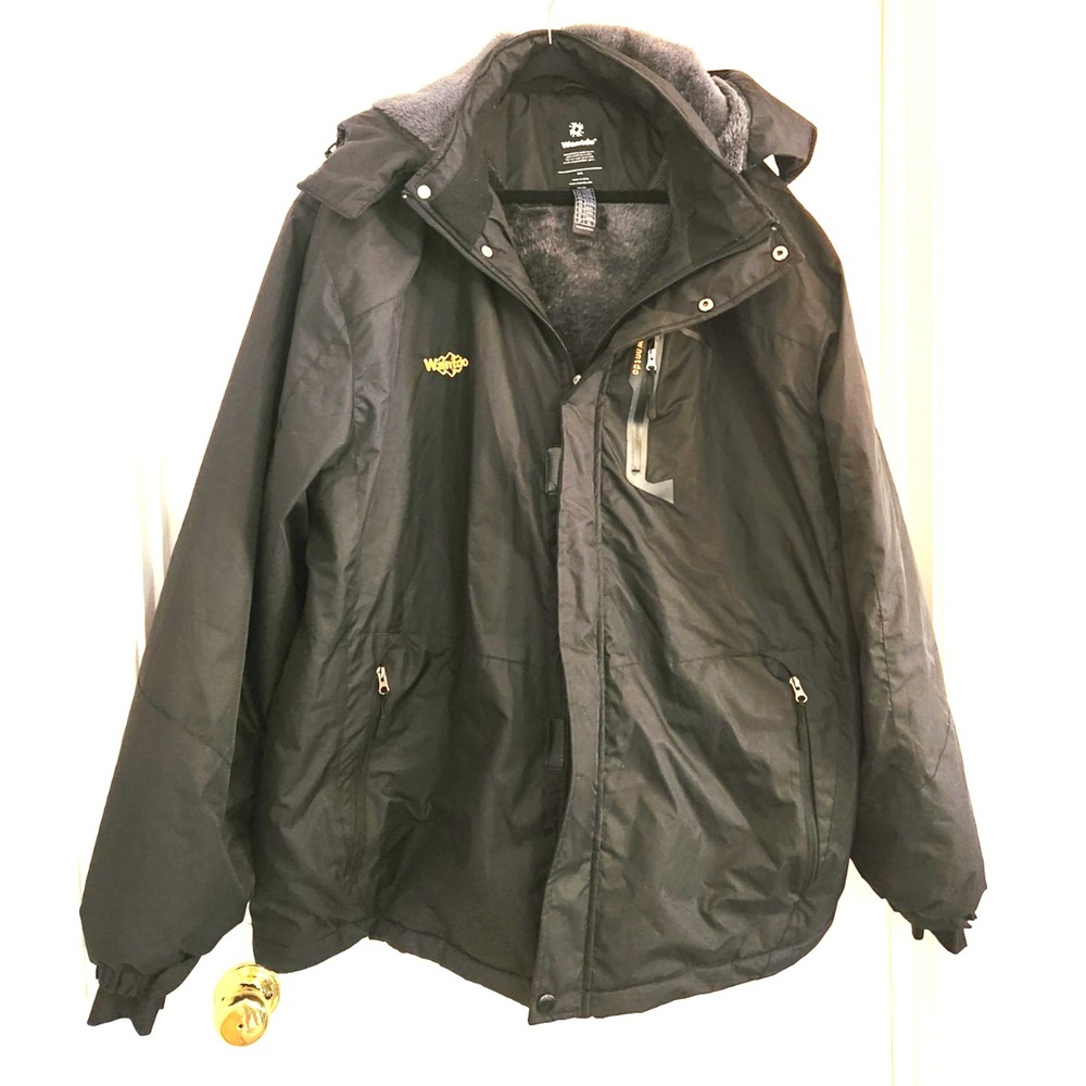 Wantdo Mens 3XL Winter Coat Black Waterproof Ski Snowboard Jacket Hooded Lined